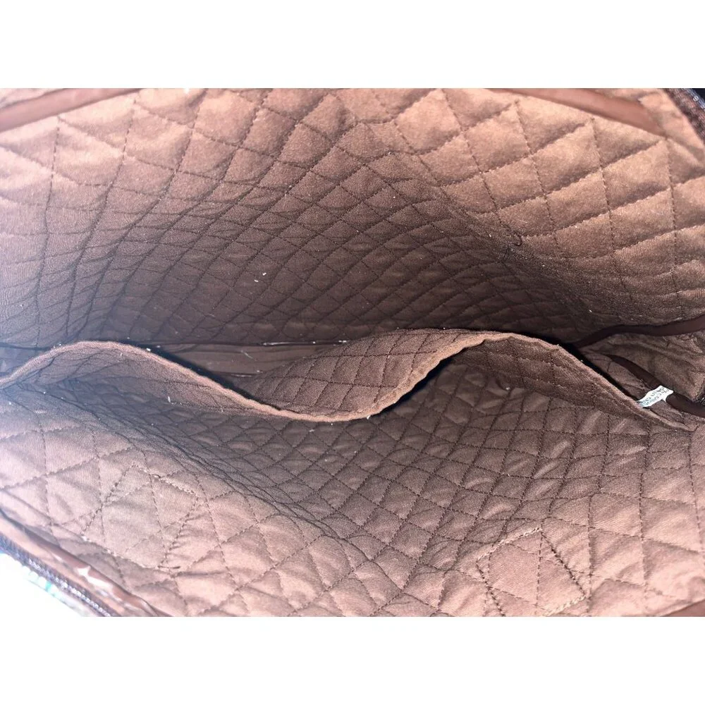 Vera Bradley Laptop Bag Paisley Quilted Travel Tote Brown & Blue With Adjustable